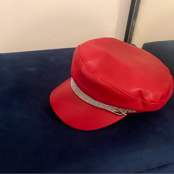 Red Rhinestone Embellished Cap - Picture 2 of 3